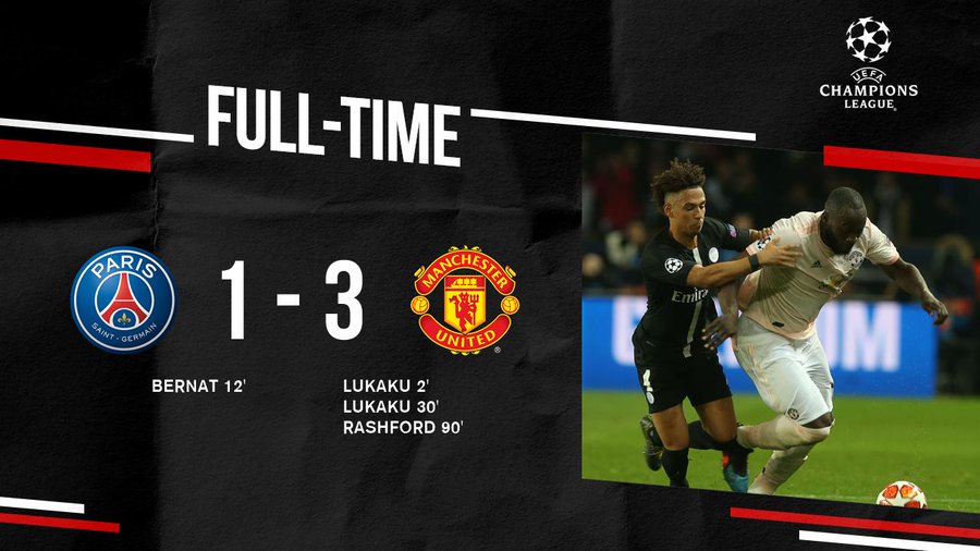 Manchester united vs PSG Champions League Results